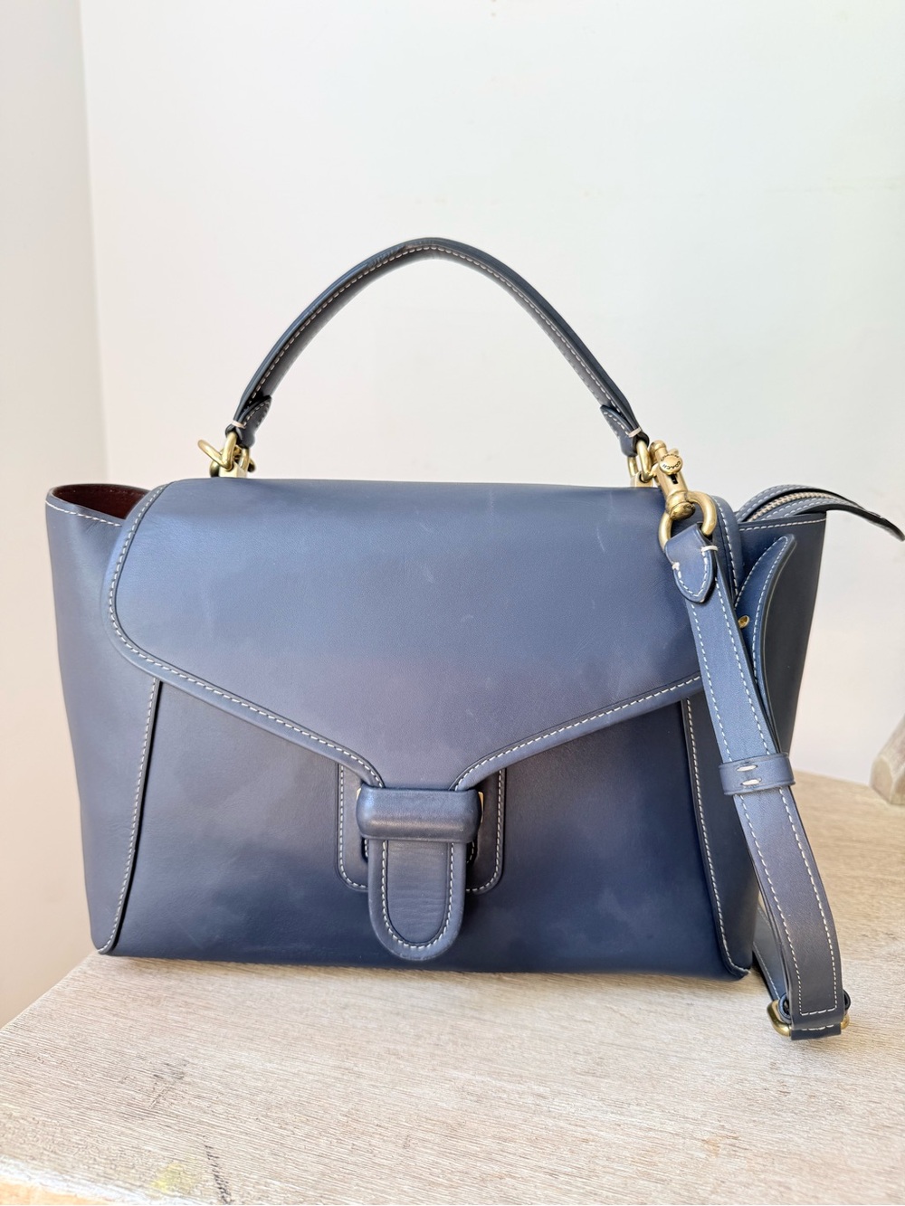Coach Courier Carryall Large Midnight Navy Glovetanned Leather Bag 88348